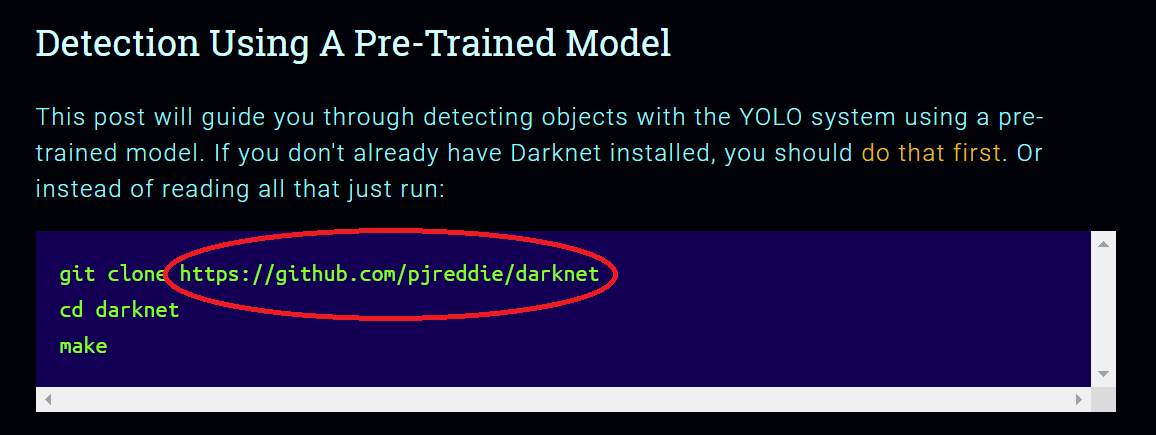 установка darknet yolo v2